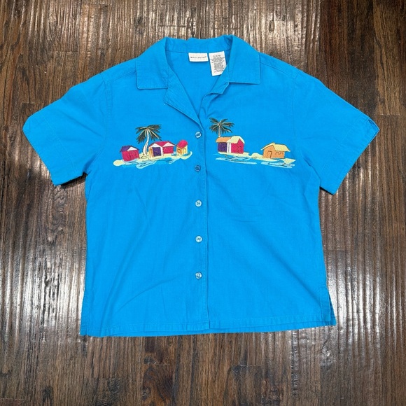 White Stag Tops - White Stag Bright Turquoise Camp-Collar Shirt